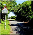 Bilingual warning sign near Bridgend