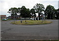 Roundabout in the middle of crossroads, Old St Mellons, Cardiff