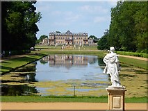 TL0934 : Statue looking over Long Water at Wrest Park by Richard Humphrey