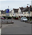 Priority over oncoming vehicles sign, Clydesmuir Road, Tremorfa, Cardiff