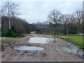 Large puddles on the track