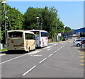 Coaches in the Royal Mint car and coach park, Llantrisant