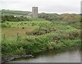 Eglwys Llansantffraed o gyfeiriad y mor / Llansantffraed church from the direction of the sea