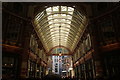 View out onto Lime Street from Leadenhall Market