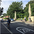 ST5874 : Pair of obelisks at the turn in to Cotham Park, Cotham, Bristol by Robin Stott