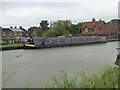 Canal narrow boat and the Black Horse inn