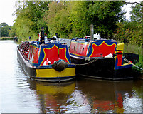 SJ5646 : Working boats above Marbury Lock in Cheshire by Roger  D Kidd
