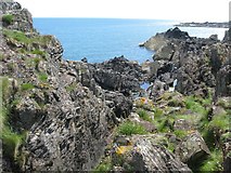 NX4835 : Cleft in the rocks at the Isle of Whithorn by G Laird