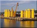J3677 : Wind Turbine Bases, DONG Energy Terminal (D1 Quay) at Belfast by David Dixon