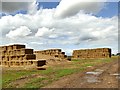 Hay bales and cattle feed 