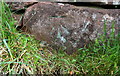 Benchmark on boulder at base of Salkeld Road wall