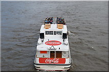 TQ3079 : View of the Coca Cola London Eye River Cruise boat (Silver Bonito) passing under Westminster Bridge by Robert Lamb