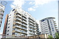 View of apartments in Hutchings Wharf from the Thames Path