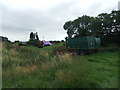 Purple wrapped hay near Newby