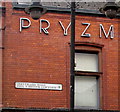 PRYZM name sign, Greyfriars Road, Cardiff