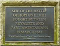 Battle of Hopton Heath memorial plaque