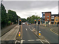 Traffic lights and guided bus lane, Haslett Avenue East, Crawley