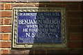 TQ2993 : Plaque commemorating Benjamin Waugh, Southgate Green by Christopher Hilton