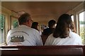 Railway enthusiasts from Germany aboard the Romney, Hythe and Dymchurch Light Railway heading for Dungeness