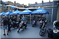 View of classic motorcycles in Turnpin Lane for the Mean Old Timers meet-up