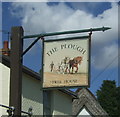 TL7041 : Sign for the Plough public house, Birdbrook  by JThomas