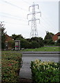 Pylon and phonebox in suburban Didcot