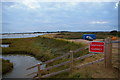 TM4555 : Footpath closure on the river wall, Aldeburgh by Christopher Hilton