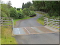NX5984 : Road, Cattle Grid and Crummy Bridge by Peter Wood