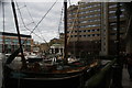 View of a Thames barge in St. Katharine