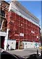 Encased building at the northern end of Stow Hill, Newport