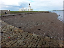 NH7455 : Chanonry Point Lighthouse and beach seen from the jetty by Clive Nicholson