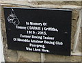 Tommy Griffiths memorial plaque, Miskin Road, Trealaw