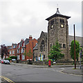 SK5837 : West Bridgford Methodist Church and a stinkpipe by John Sutton