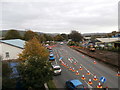 Traffic on the A468, approaching the junction with the A469