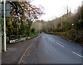 Metal barrier alongside the B4278 Dinas Road in Penygraig