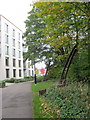 Cheltenham Spa Footpath Cycle Way With Railway Track Sculptures