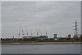 View of the new Tottenham Hotspurs stadium under construction from the Walthamstow Wetlands