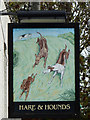 Inn sign,  Hare and Hounds, Northbourne