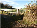 Gate to Taff Ely Ridgeway Walk footpath, north of Rhiwsaeson