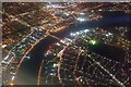 River Thames at Wandsworth Bridge at night, from the air