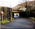 Southwest side of a low railway bridge in Aberbeeg