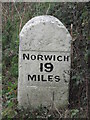 TM0090 : Old Milestone by the A11, Gallows Hill, Snetterton by Milestone Society