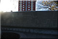 View of artistic concrete work on the corner of Wood Street and Forest Road