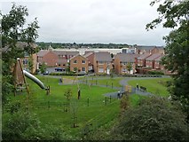 SP5076 : Houses and playground off Barnaby Road, Rugby by Christine Johnstone