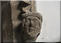 SK7694 : Carved head, All Saints' church, Misterton by Julian P Guffogg