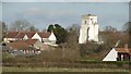 View across R Parrett to Pawlett Church