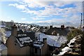 Snow scene across the rooftops of Glan Conwy