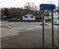 SO3013 : Four Castles cycle route sign at the edge of Abergavenny bus station by Jaggery