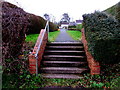 Steps up to a path to Holywell Close, Abergavenny