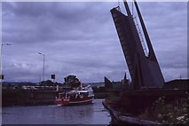 SX9489 : Exeter Canal bridge lifted for the boat: Southern Comfort by David Smith